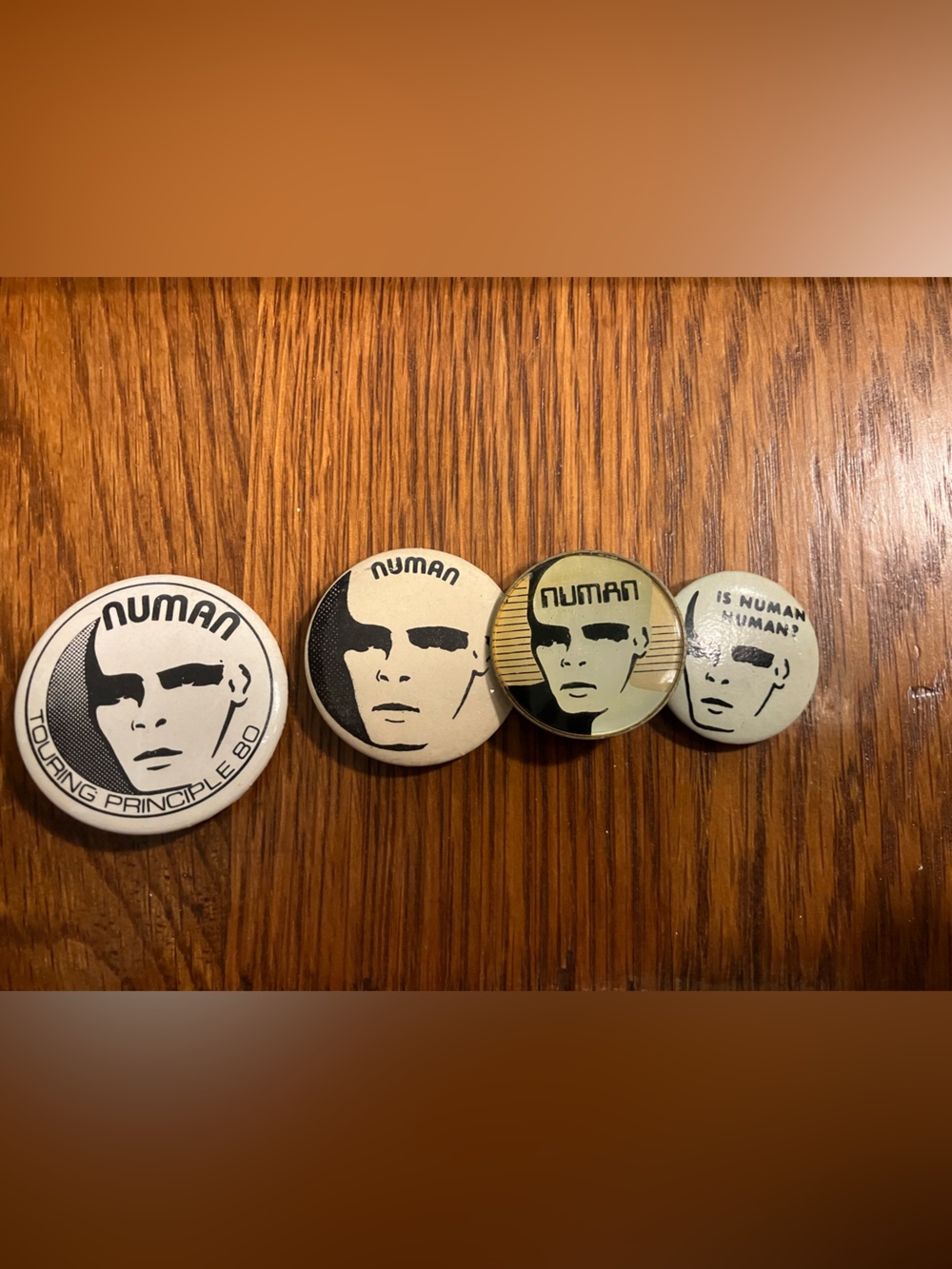 Set of 4 Vintage Gary Numan Pinback Buttons late 70s/early 80s